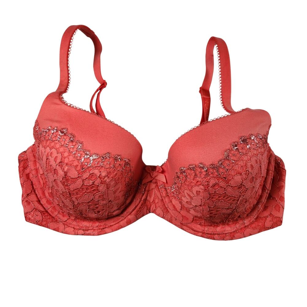 Victoria's Secret Body by Victoria Soft Lace Lined Demi Bra - Coral Orange - 34D